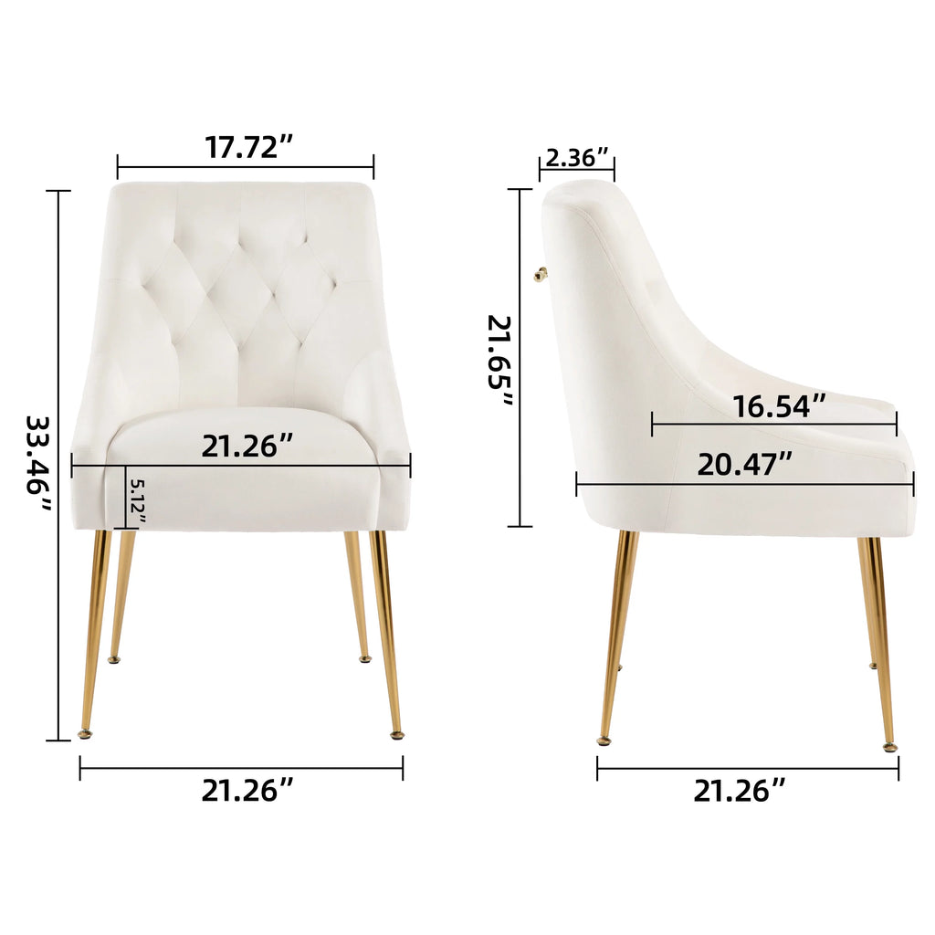Beige Velvet Upholstered Dining Chairs Set of 2 V250085