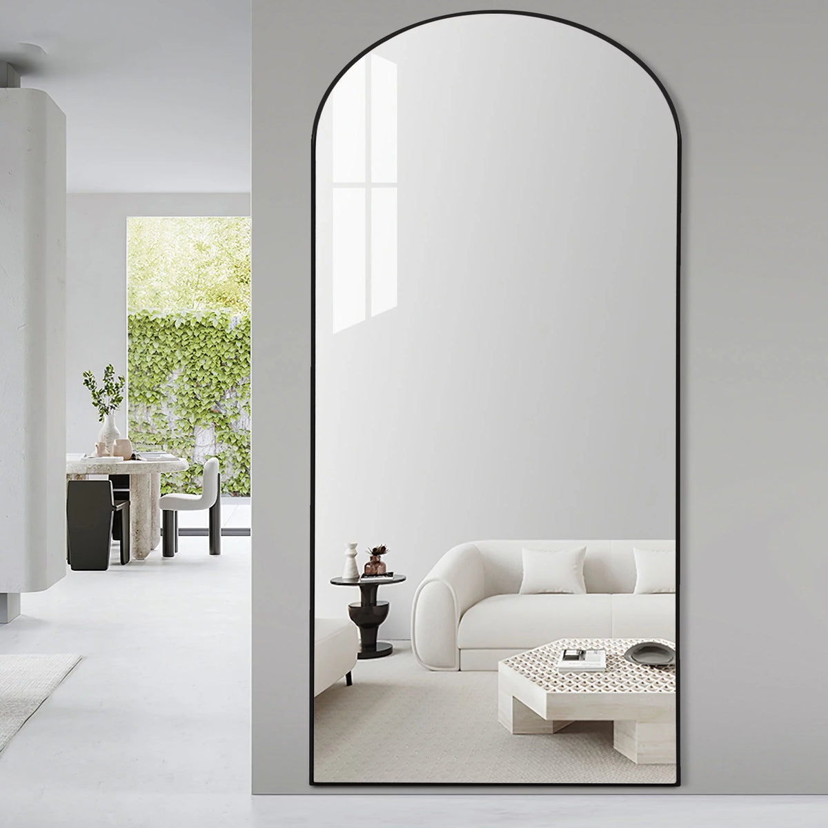 71"x31" Arched Full Length Floor Mirror with Stand Black T515762