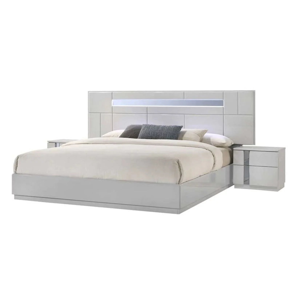 5-Piece Gray Lacquer King Size Bedroom Set G4841