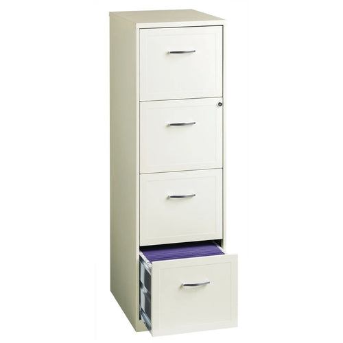 18" Deep 4 Drawer Metal File Cabinet Pearl White I926