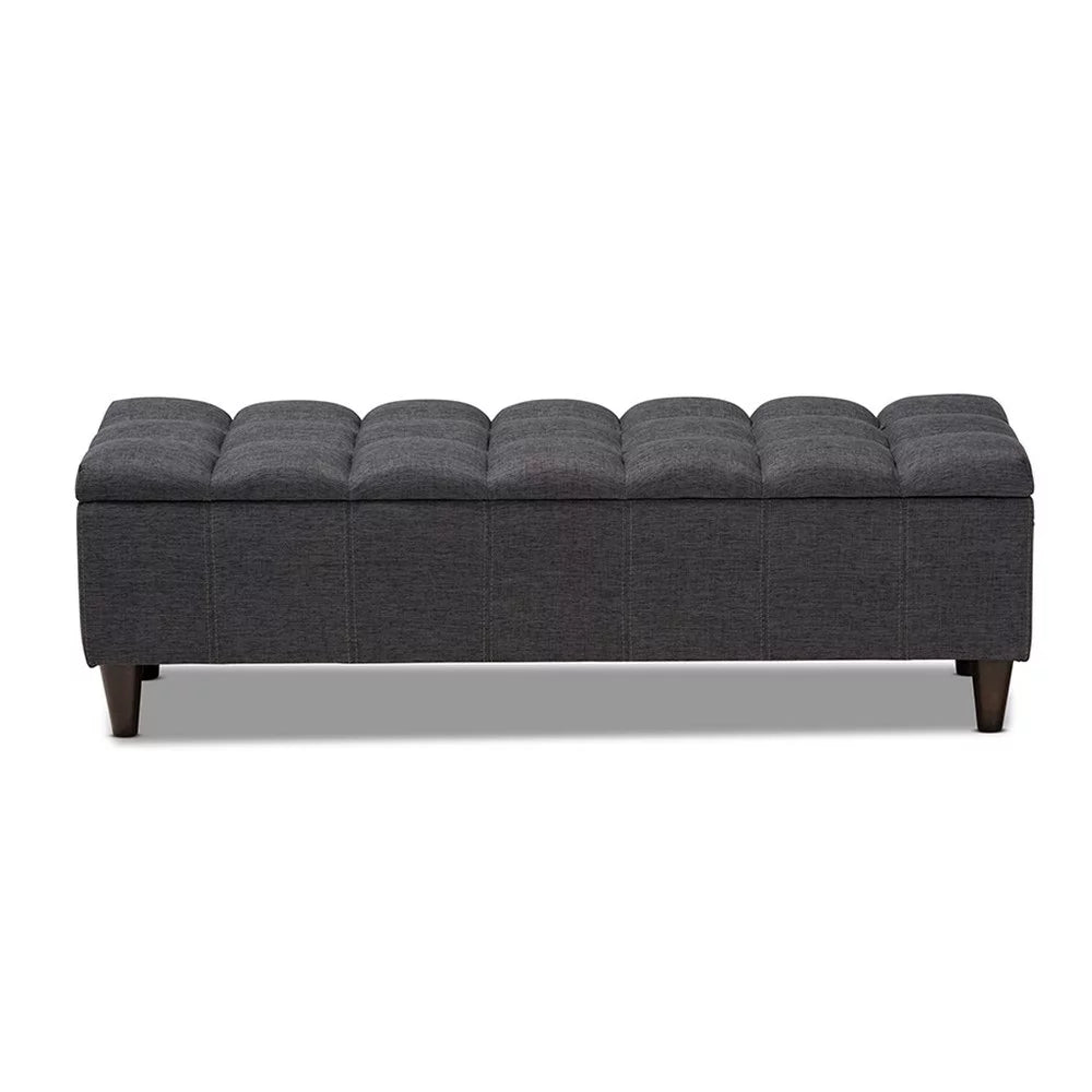 Charcoal Fabric Upholstered Wood Storage Bench Ottoman N706