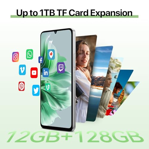 Android 14 Unlocked Smartphone 12GB 128GB 6.75" HD+ 90Hz 5000mAh 50MP White O882