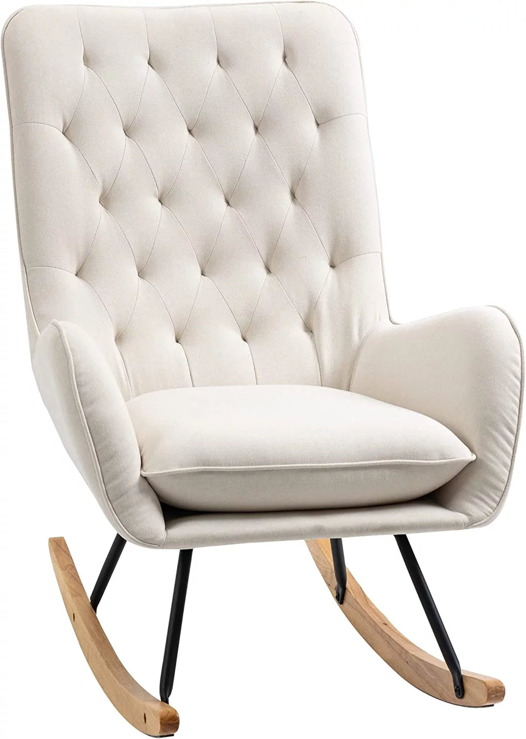 Cream White Fabric Rocking Chair Q5202