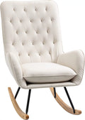 Cream White Fabric Rocking Chair Q5202