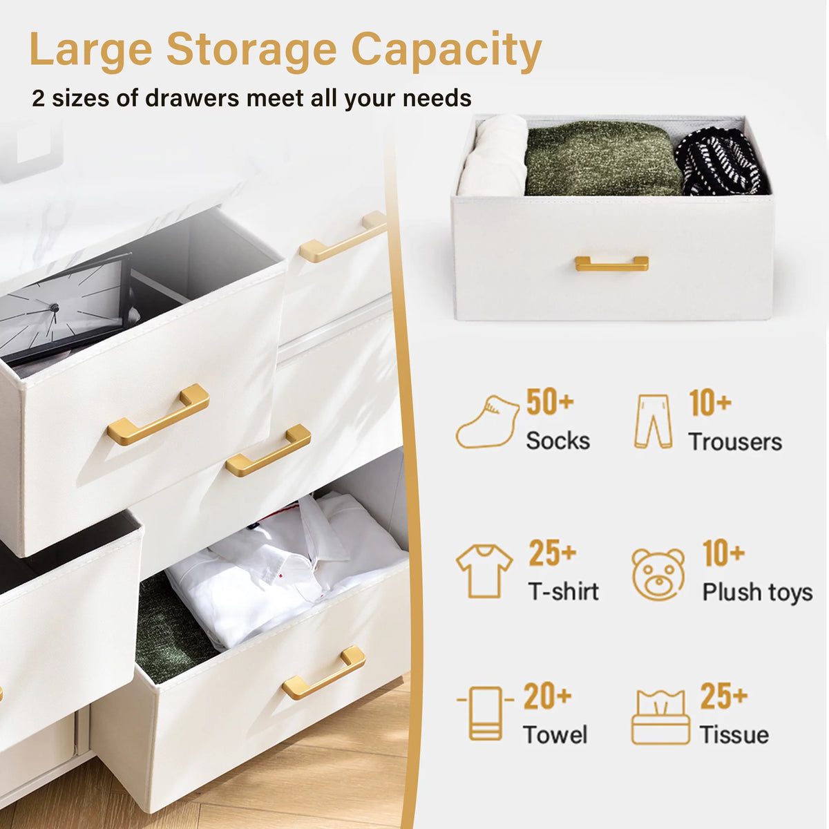 7 Drawer Fabric Dresser P78058