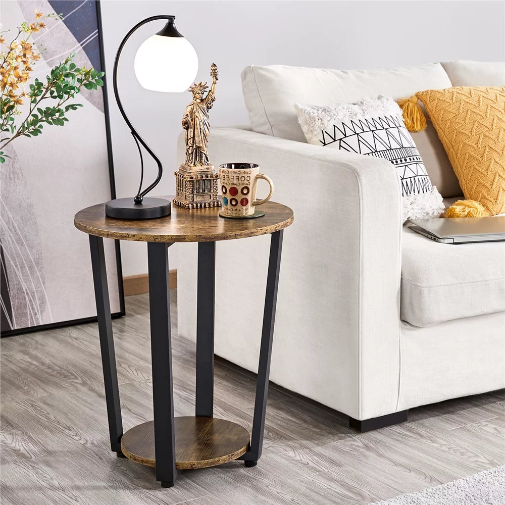 Brown Metal Side Table with Storage Rack C76059