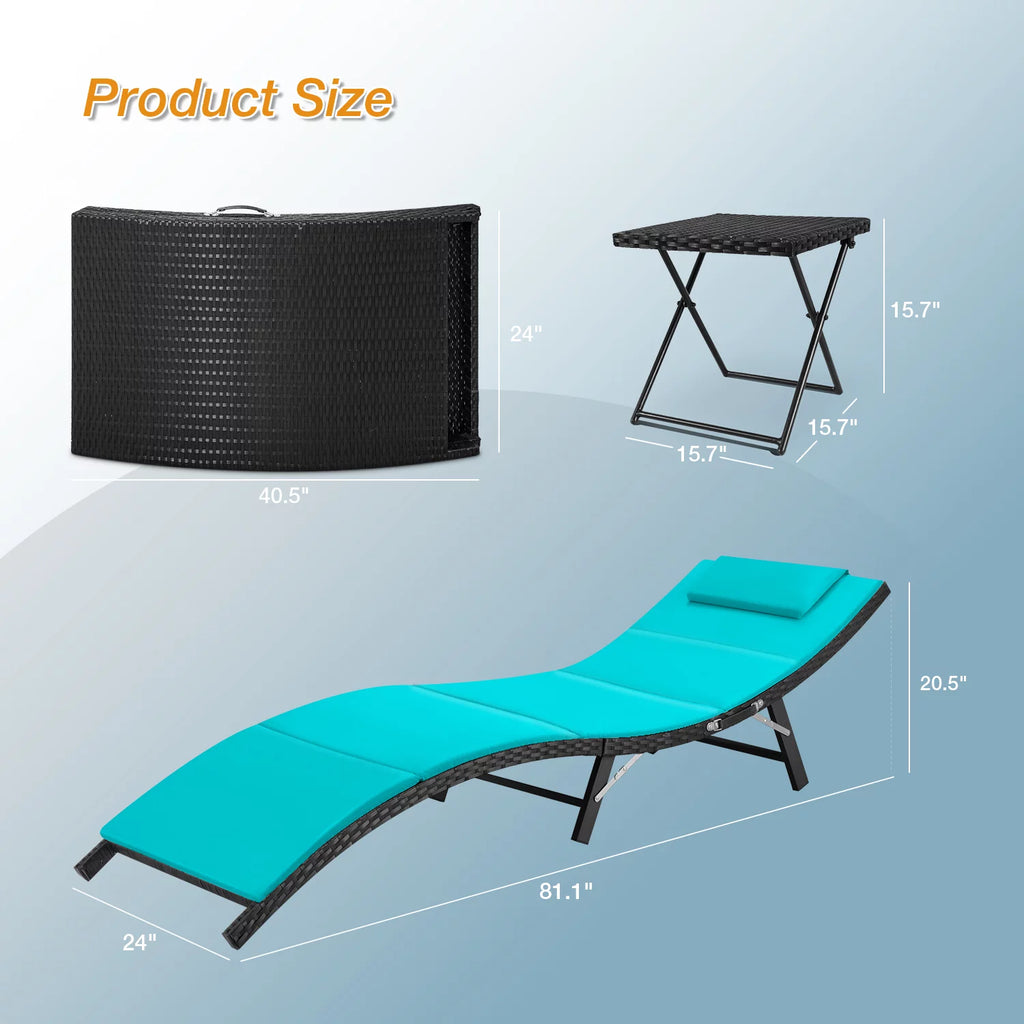Blue Outdoor Chaise Lounge Chair Set D773890