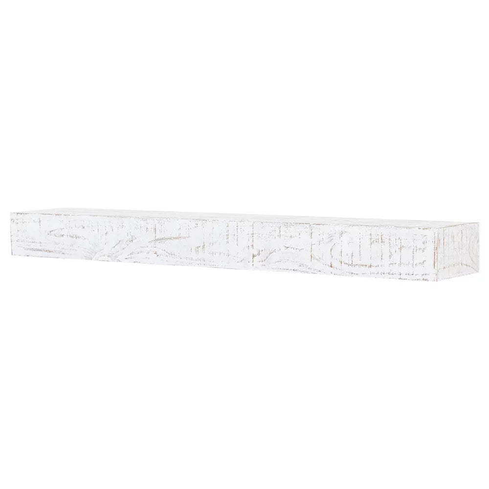 48" Whitewash Floating Wood Fireplace Mantel Shelf C95633