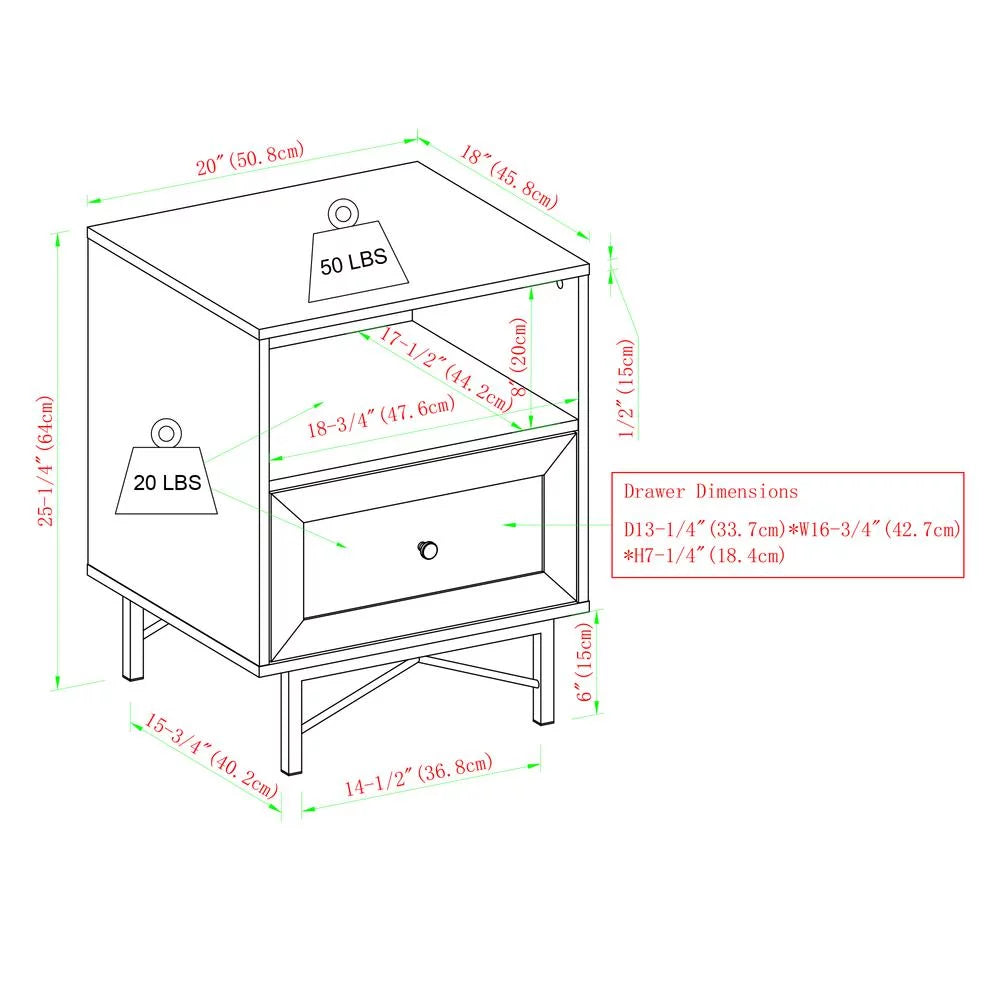 Dark Walnut 1-Drawer Wood End Tables Set of 2 Z400283