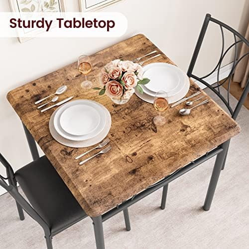 Kitchen Table Set with 2 Upholstered Benches Metal and Wood Rectangular Table Set E935344
