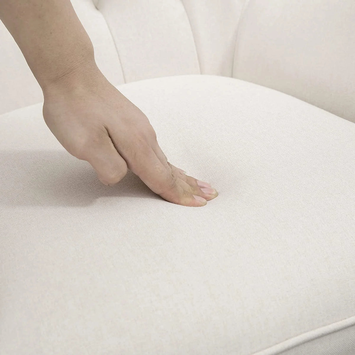 Cream White Fabric Rocking Chair Q5202