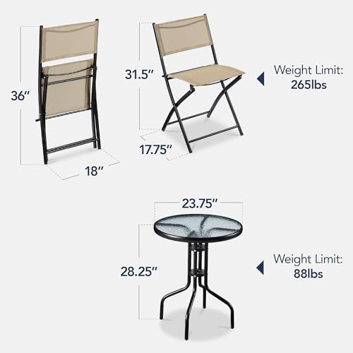 3-Piece Patio Bistro Dining Furniture Set with Glass Tabletop I459