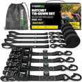 Heavy Duty Ratchet Straps 4-Pack 1.6 Inch x 8 Feet Black H617