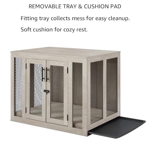 Furniture Style Dog Crate with Cushion and Tray J96913