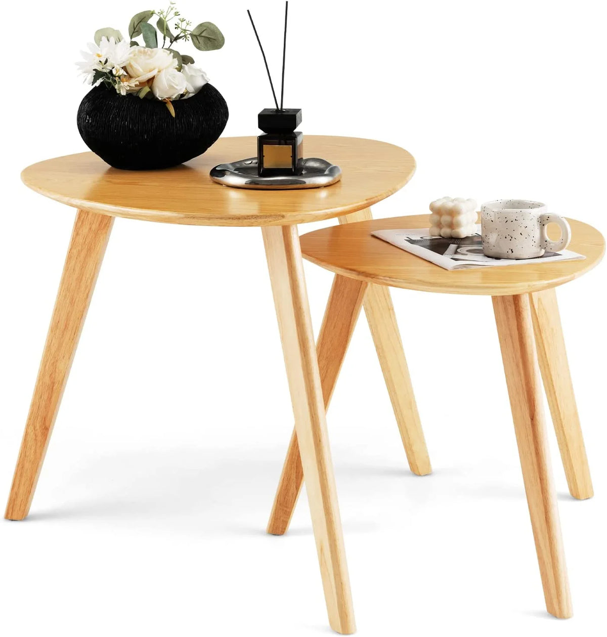 Set of 2 Oval Wood Nesting Coffee Tables E723
