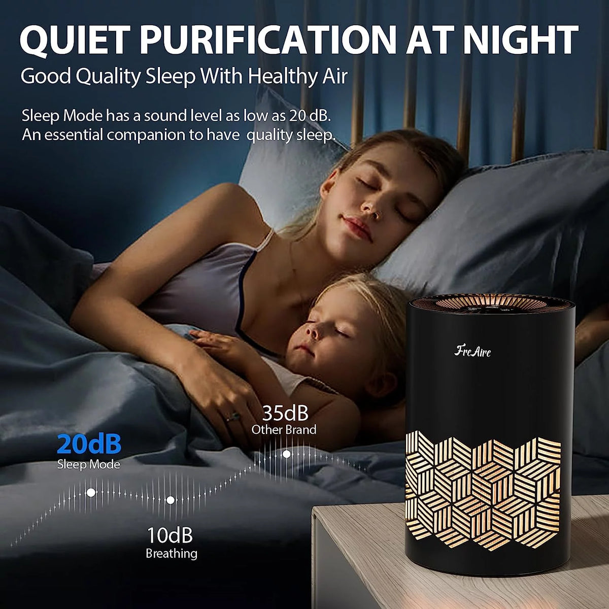 Black H13 HEPA Air Purifier with RGB Lights P272