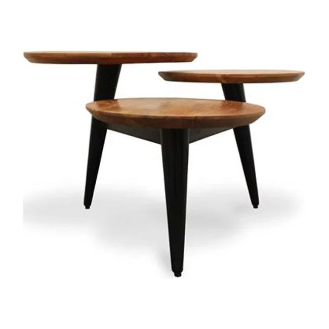 Black Brown Solid Wood Round Coffee Table D908927