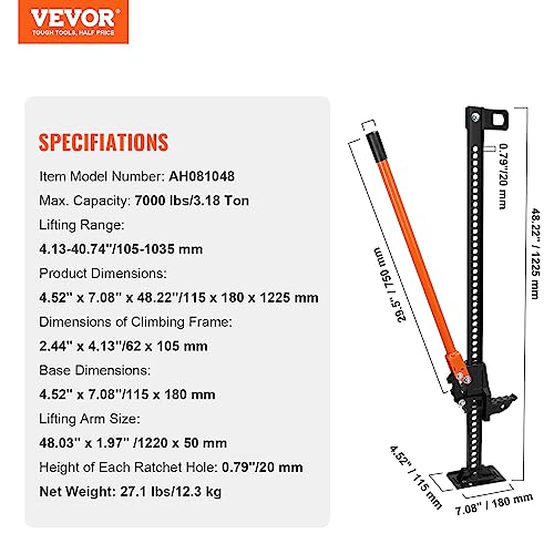 48" 7000 lbs Capacity Ratcheting Farm Jack E463487
