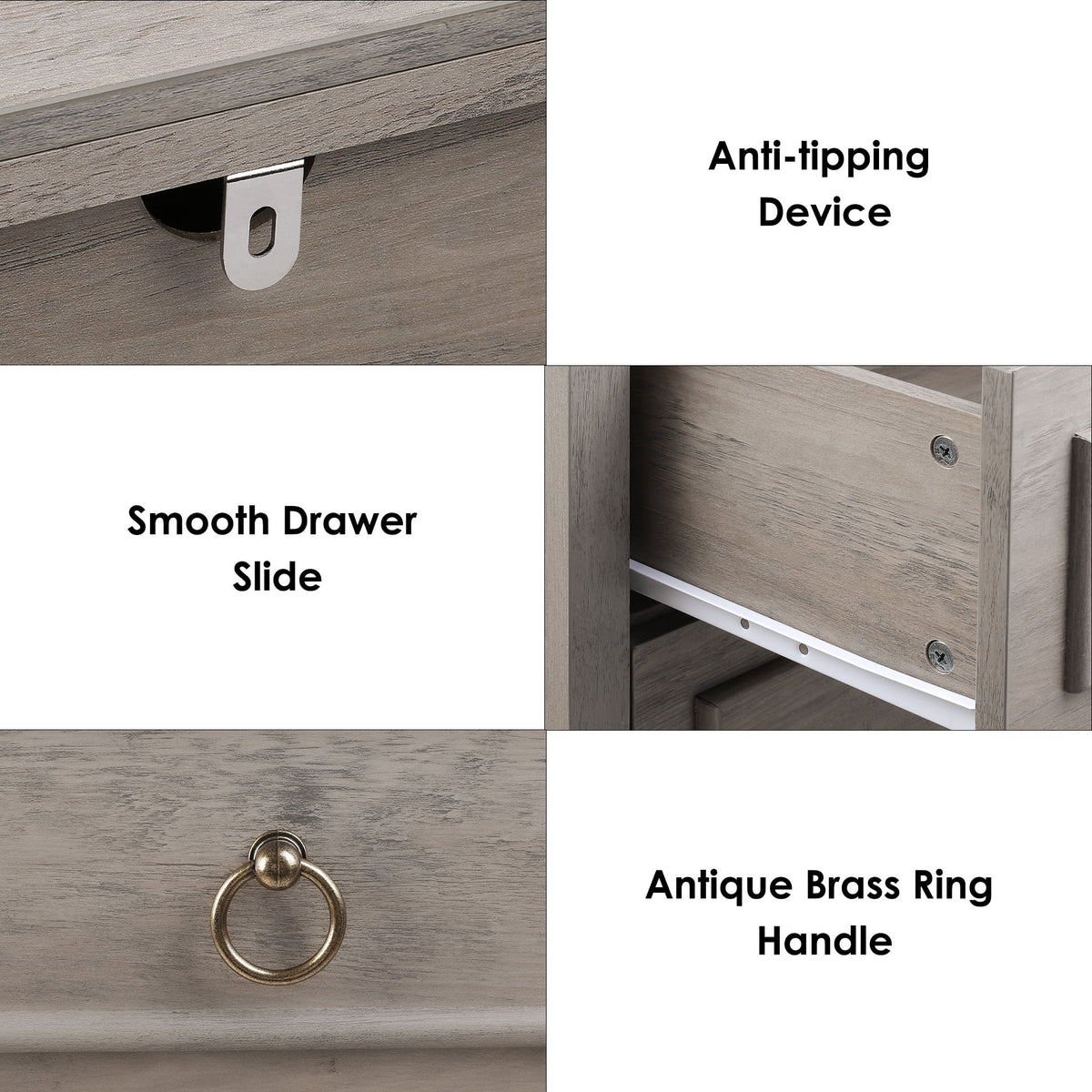 6 Drawer Tall Wood Dresser J441118
