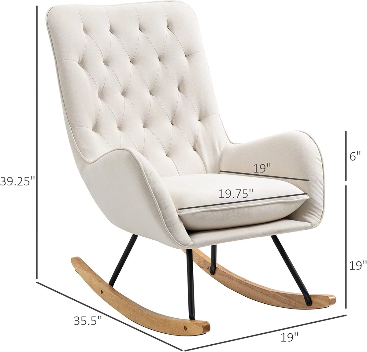 Cream White Fabric Rocking Chair Q5202