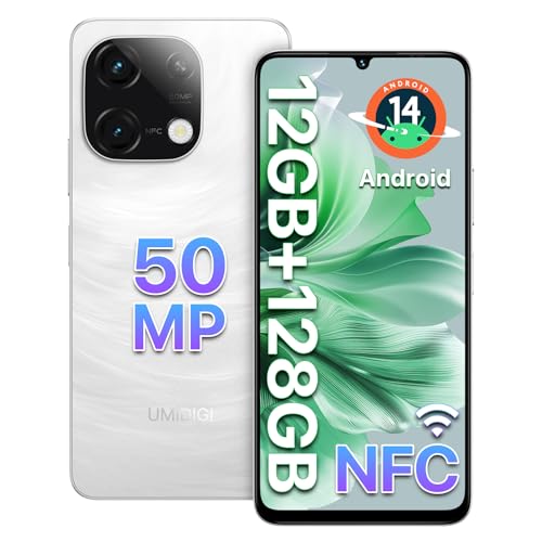 Android 14 Unlocked Smartphone 12GB 128GB 6.75" HD+ 90Hz 5000mAh 50MP White O882