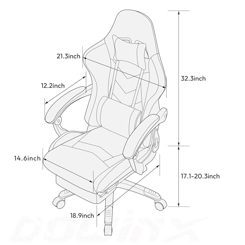Black Grey Ergonomic Racing Style Recliner Gaming Chair with Massage Lumbar Support and Retractable Footrest R193