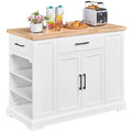 White Wooden Rolling Kitchen Island with Drawer N91540
