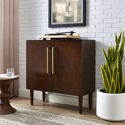 2 Door Glass Console Table in Mahogany C417874
