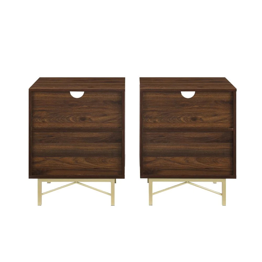 Dark Walnut 1-Drawer Wood End Tables Set of 2 Z400283