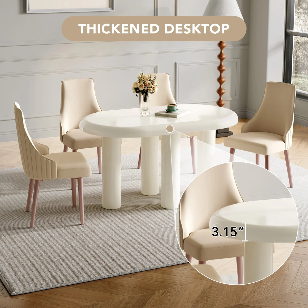 Cream White Oval Dining Table Z1421