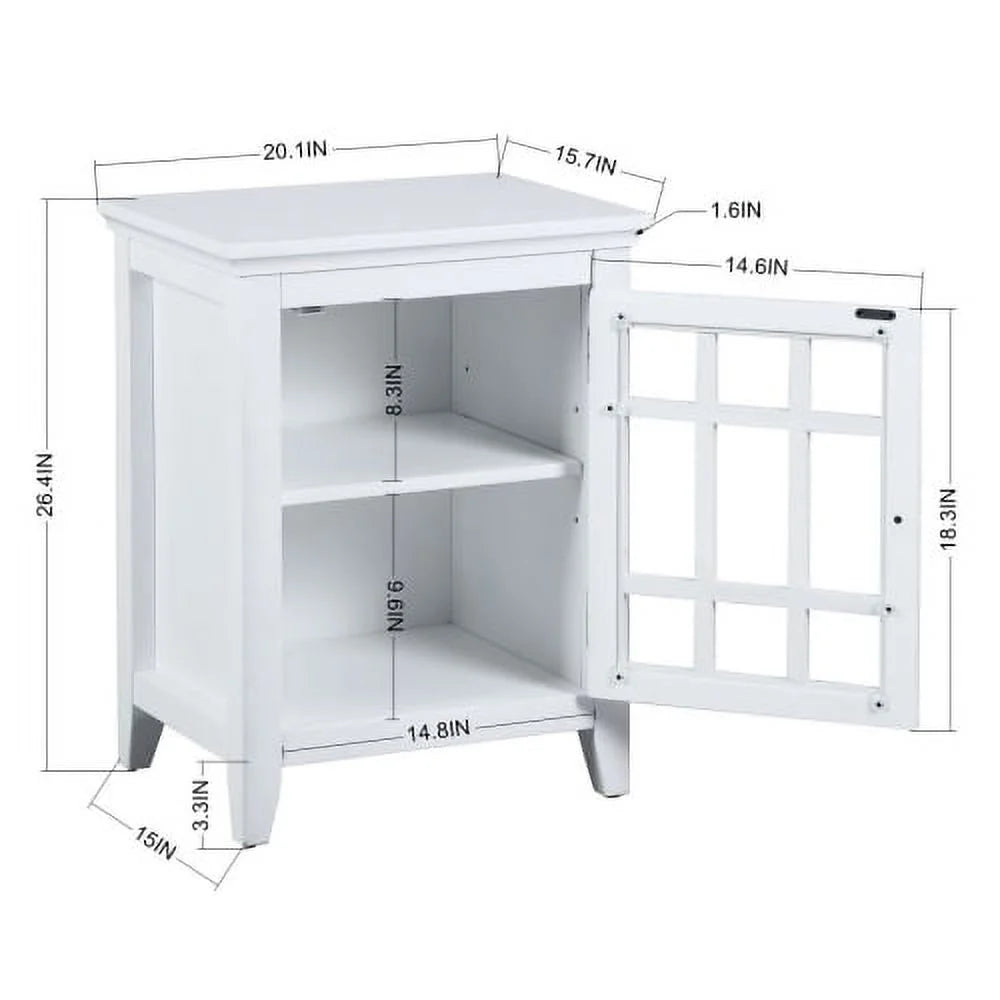 White Bedside Table/Night Stand with Open Storage Compartments B163824