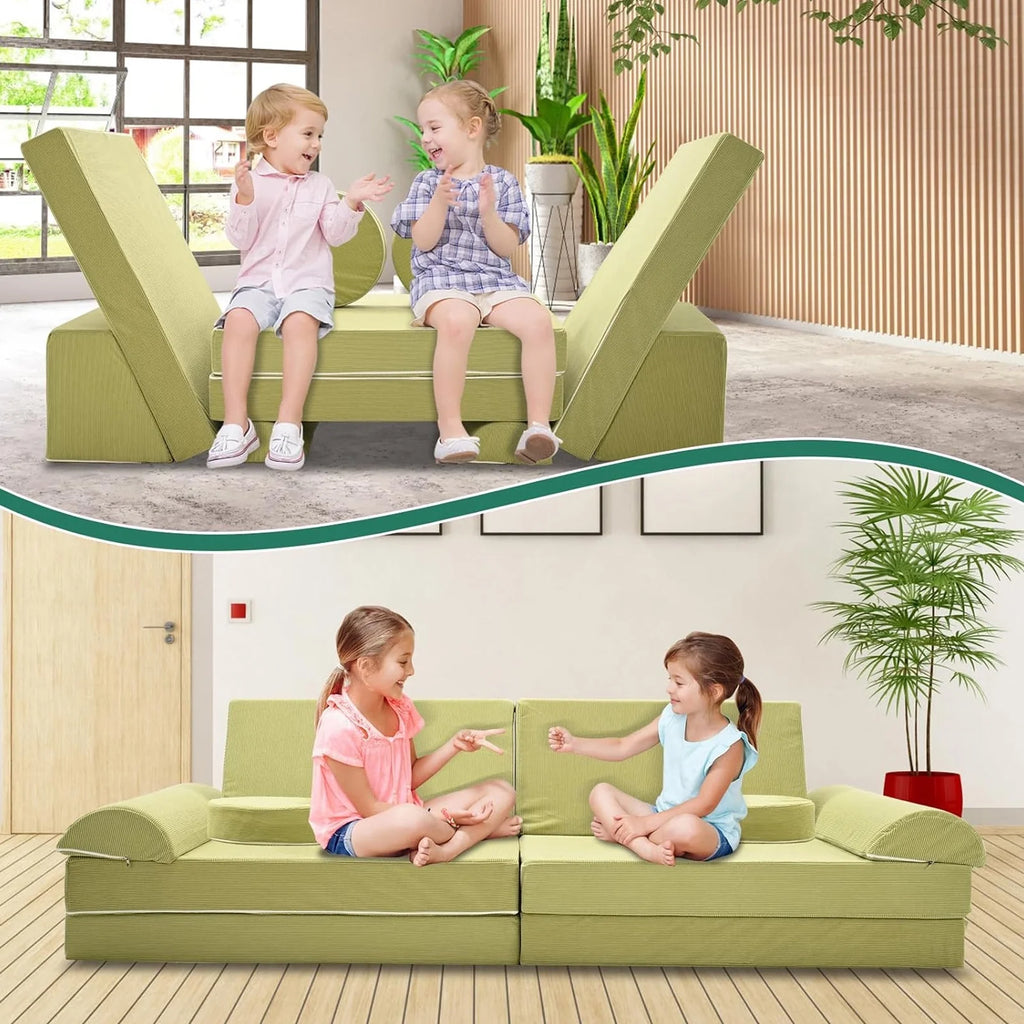 Green 10PCS Kids Foam Play Couch Set Z6887