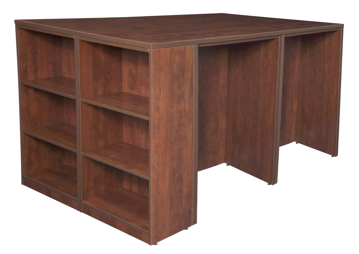 Cherry 2 Storage Cabinet 2 Desk with Bookcase B159018