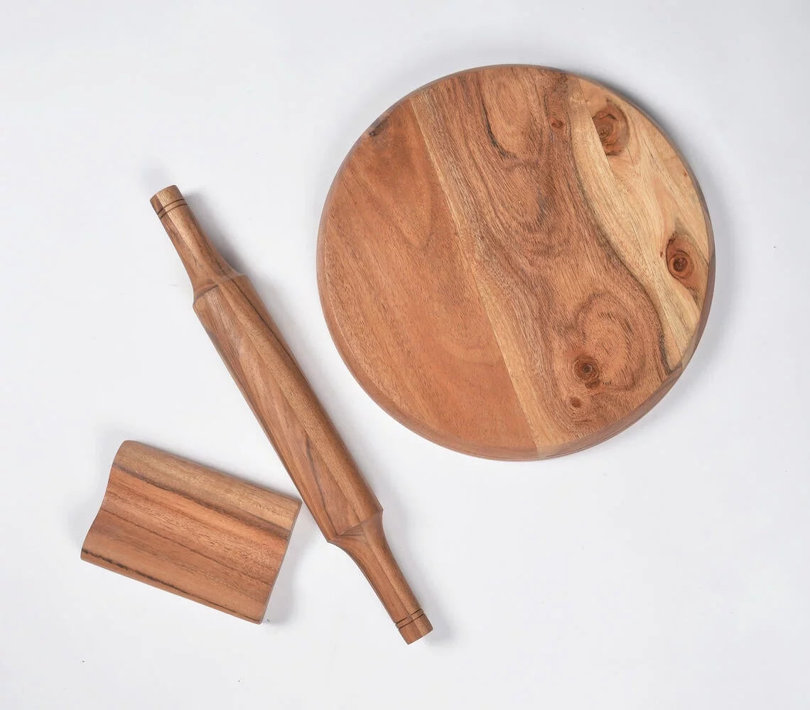 Acacia Wood Rolling Pin & Board With Stand N89859
