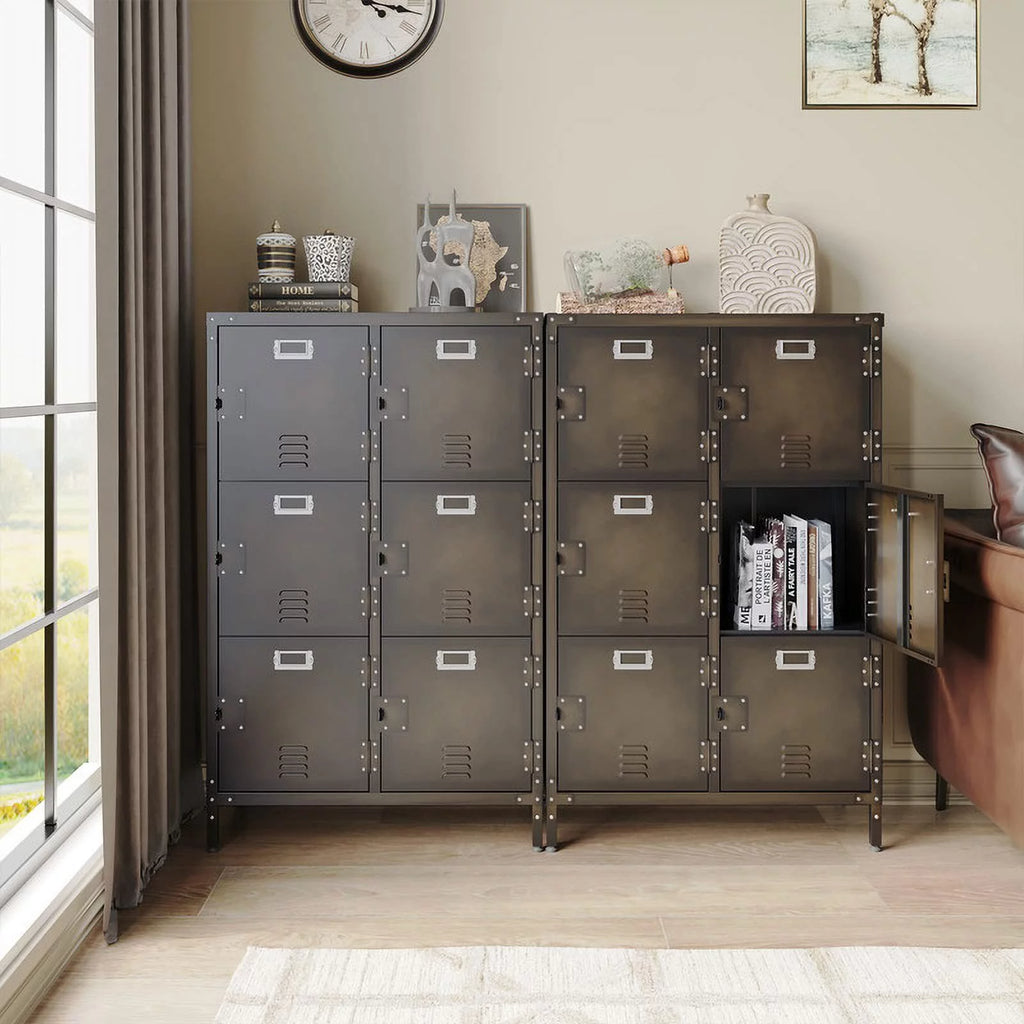 Metal Storage Locker with 6 Compartment Lockable Doors M685224
