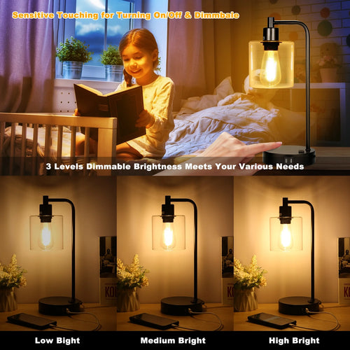 2-Pack Touch Control Table Lamp with USB Ports and AC Outlet X34313