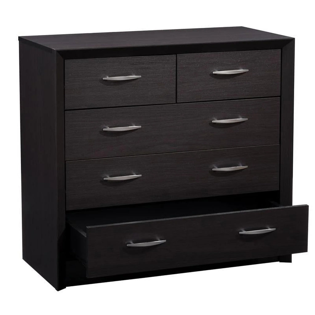 Black 5 Drawer Engineered Wood Dresser V478