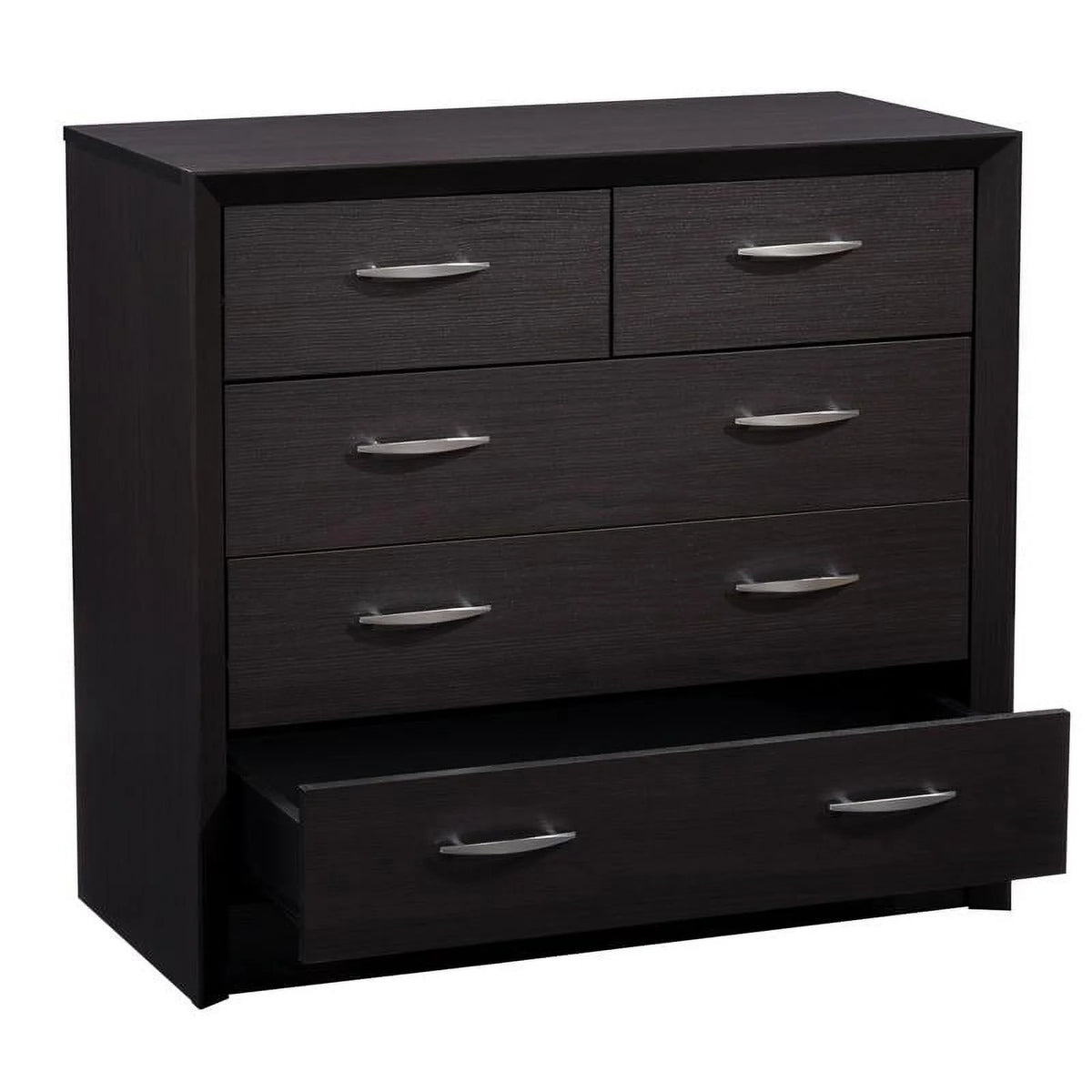 Black 5 Drawer Engineered Wood Dresser V478