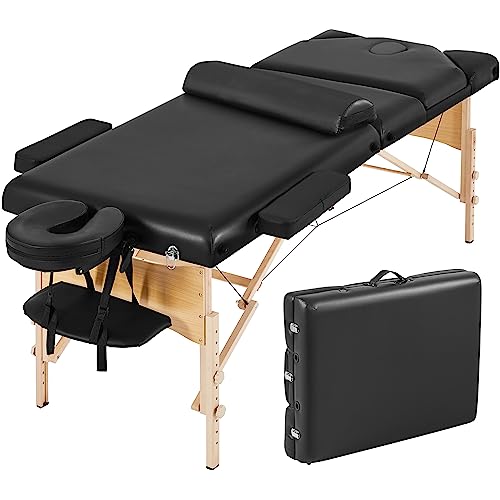 Black Folding Massage Table with Bolster & Carrying Bag Q10195