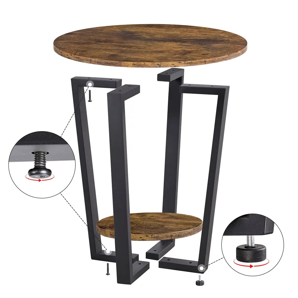 Brown Metal Side Table with Storage Rack C76059