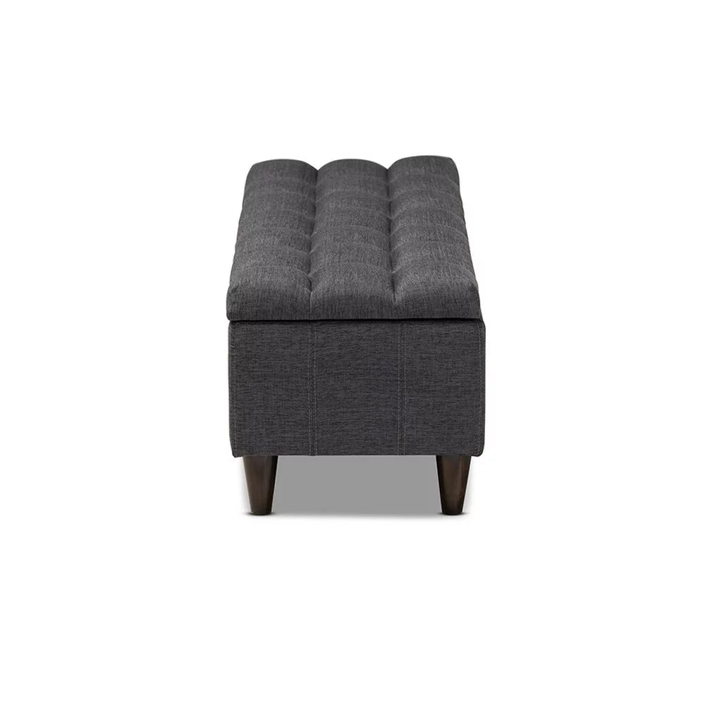 Charcoal Fabric Upholstered Wood Storage Bench Ottoman N706