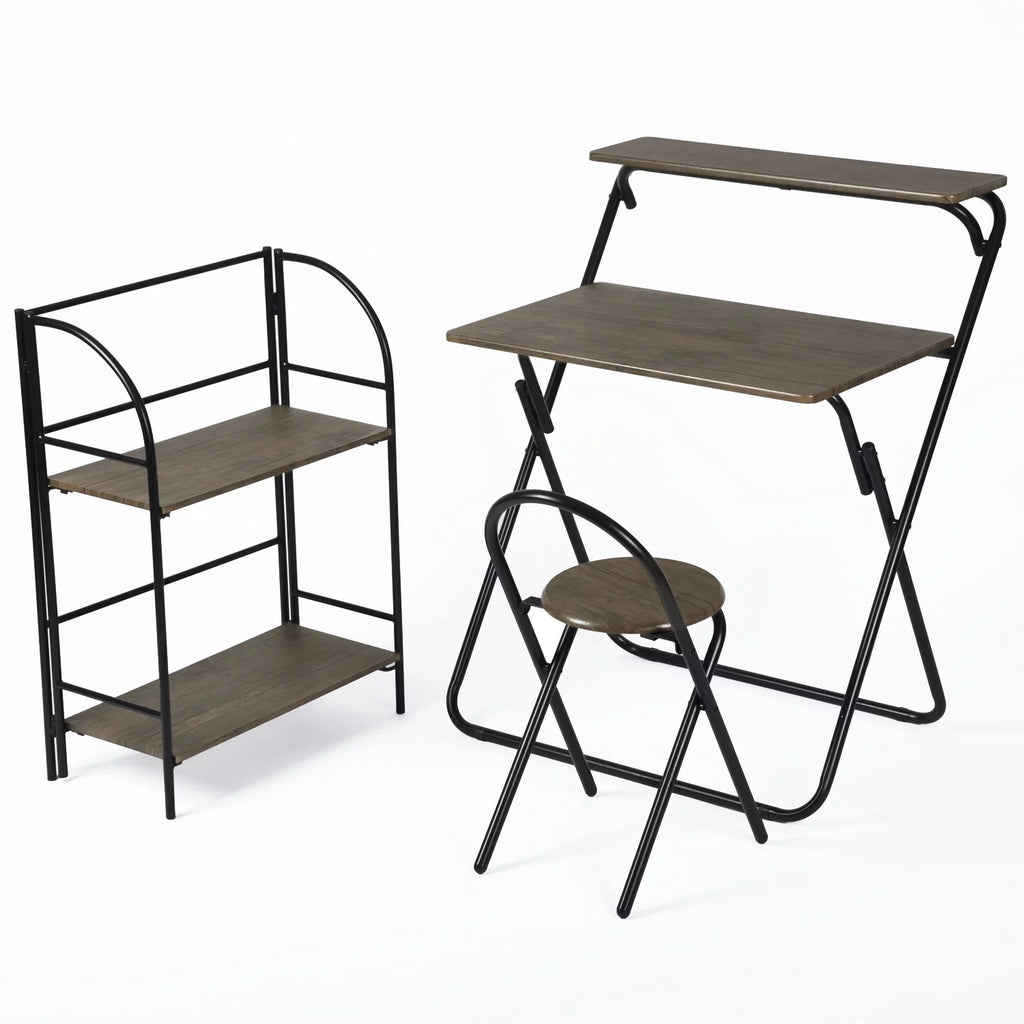 3 Pieces Kids Study Desk Chair Set with Bookshelf A93461