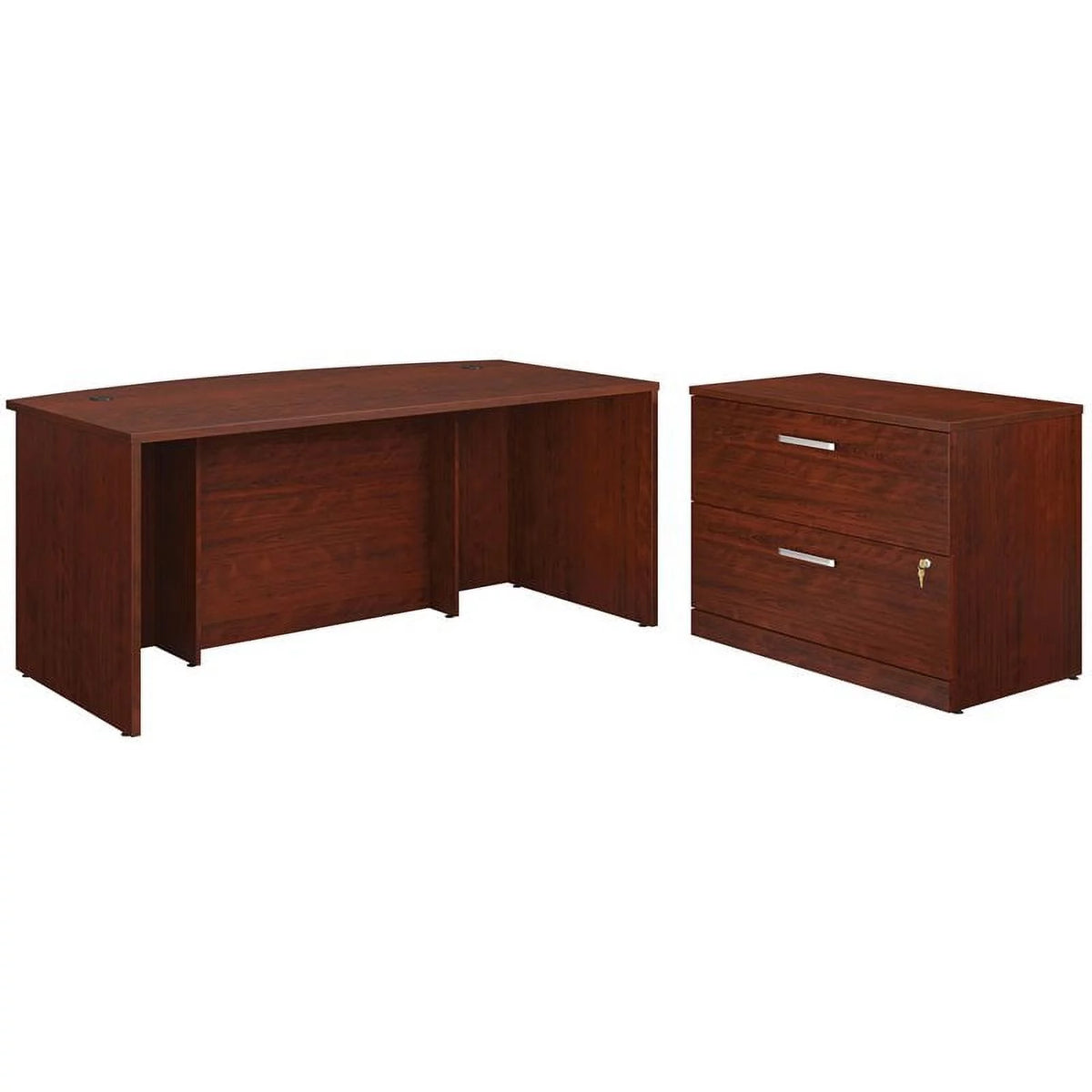 72" Bow Front Desk and Lateral File Cabinet C232