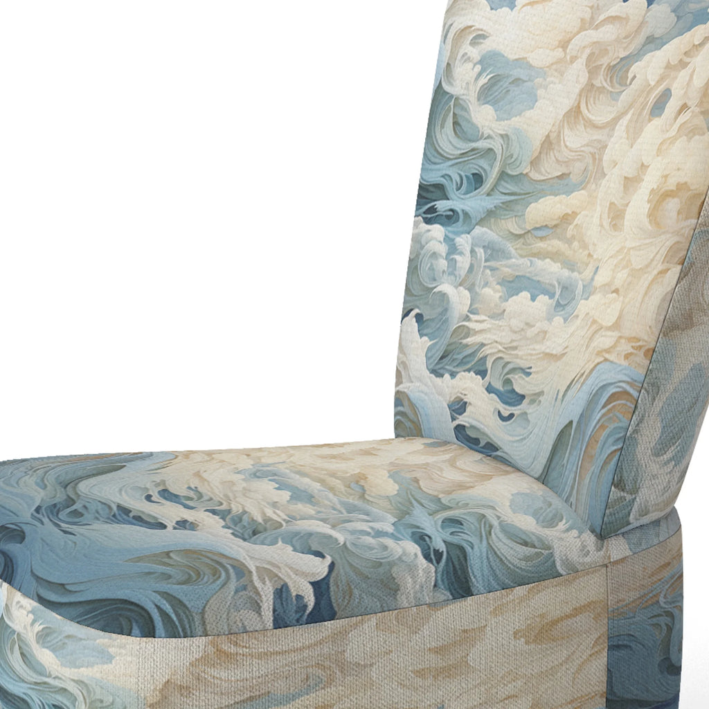 Blue Minimalism Coastal Wave Upholstered Accent Chair A3793