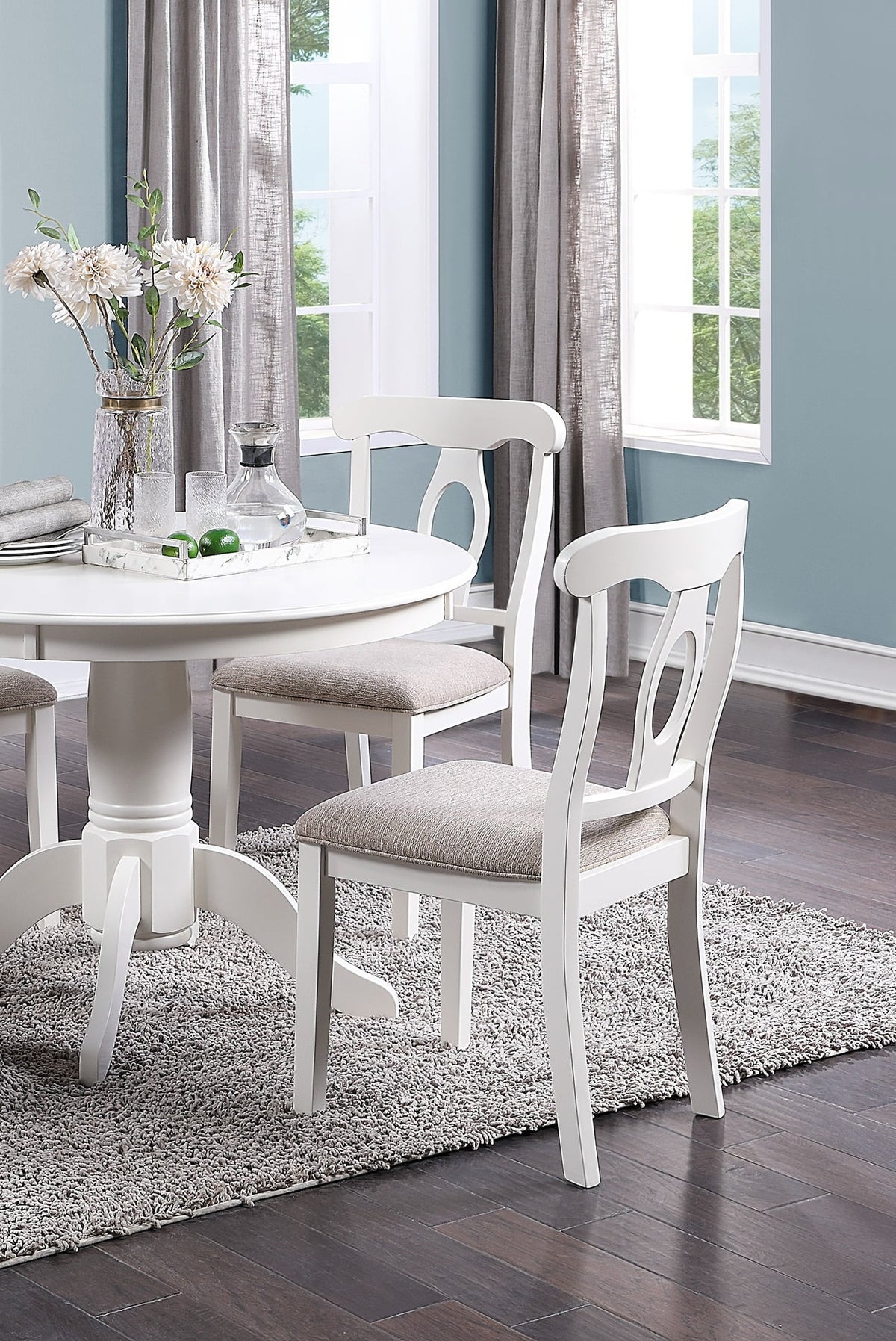 5pc Round Dining Table Set with 4 Cushion Chairs Rubberwood H250084