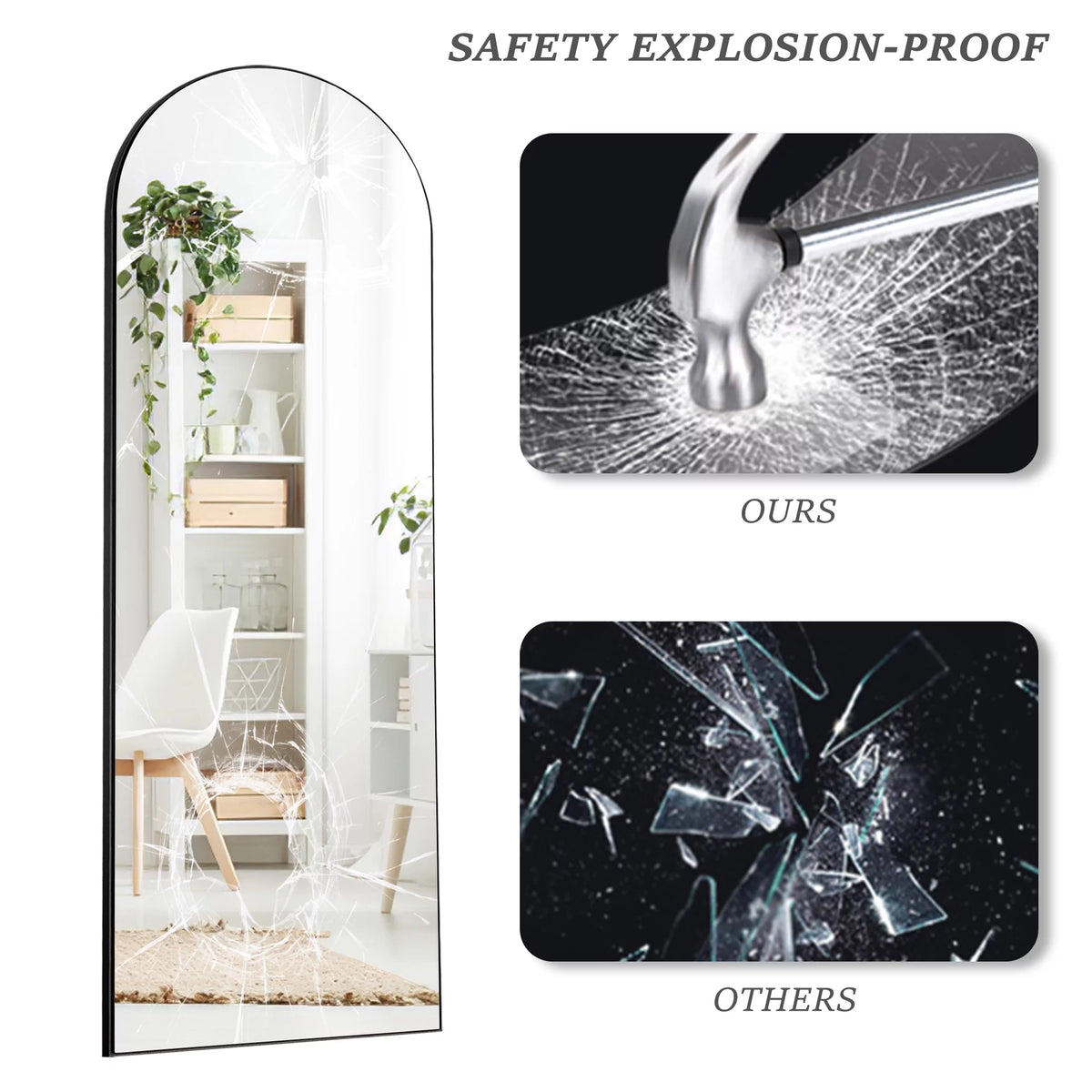 71"x31" Arched Full Length Floor Mirror with Stand Black T515762