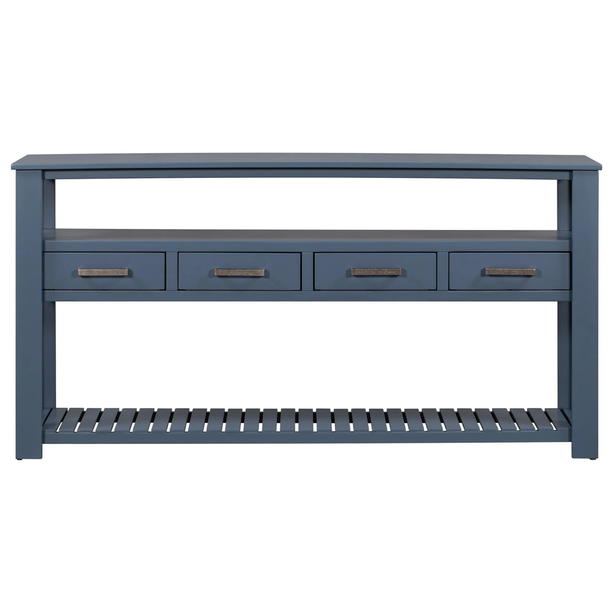 Blue Wood Console Table with 4 Drawers and 2 Shelves C707482
