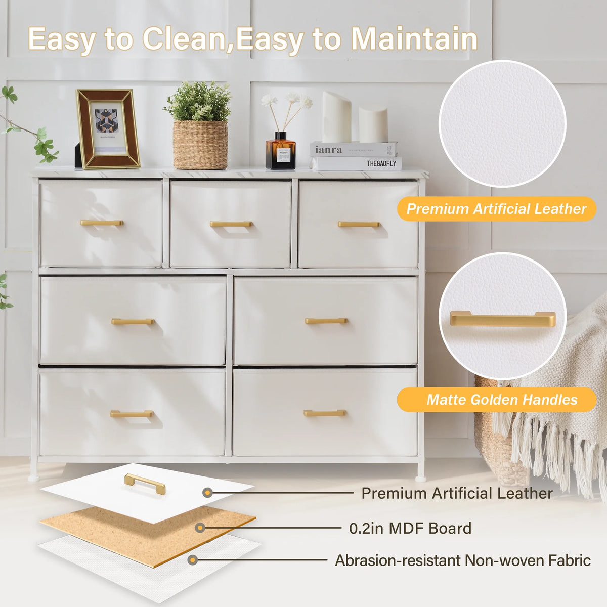 7 Drawer Fabric Dresser P78058