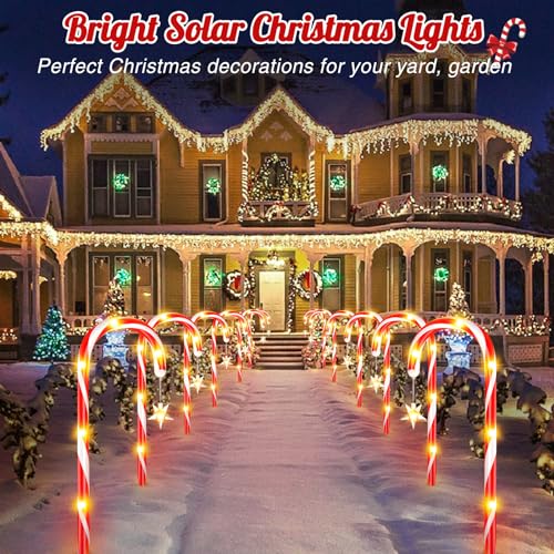 12 Pack Solar Candy Cane Lights with 10 Modes and 72 LED J7734