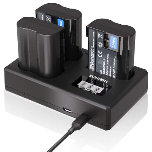 3 Pack EN-EL15C Batteries and Three-Slot Charger Set 2280mAh T284